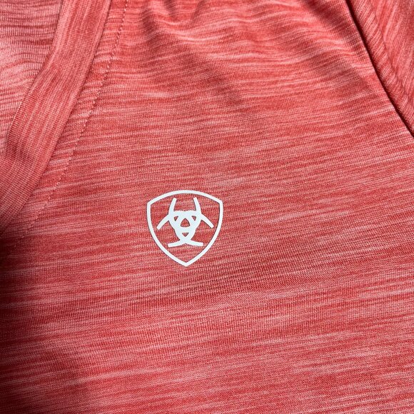 ARIAT TEK Long Sleeve T-Shirt Women Large Red Heather V-Neck Lightweight Cooling - Picture 4 of 6